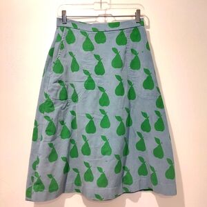 The Vested Gentress Vtg Academia Green Blue Pear Couderoy A-Line Skirt 12